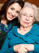 Caregiver and old woman